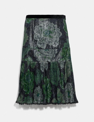 Coach Pleated Skirt With Kaffe Fassett Print In Grey - Size 04 In Grey/green
