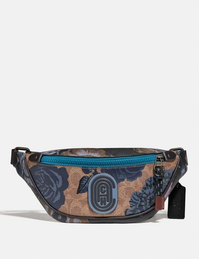 Coach Mini Rivington Belt Bag In Signature Canvas With Kaffe Fassett Print In V5/tan Blue Multi
