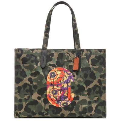 Coach Tote 42 With Wild Beast Print And Kaffe Fassett Patch In Green