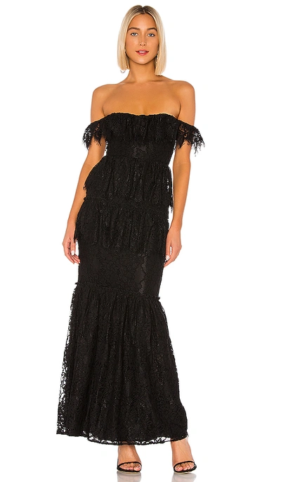 Lovers & Friends Nicole Lace Gown In Black