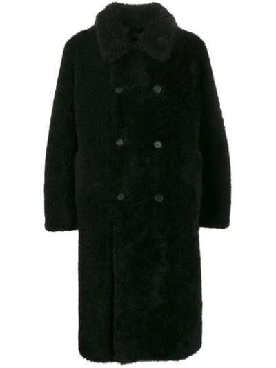 Stella Mccartney Furry Double-breasted Coat In Black