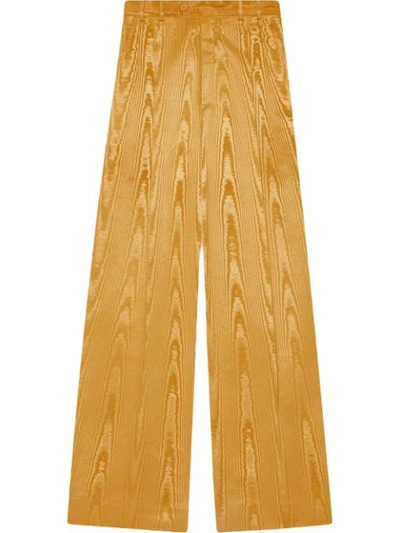 Gucci Moiré Wide-leg Trouser In Yellow