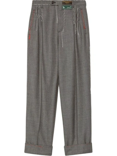 Gucci Wool Trouser With Stitching In Grey