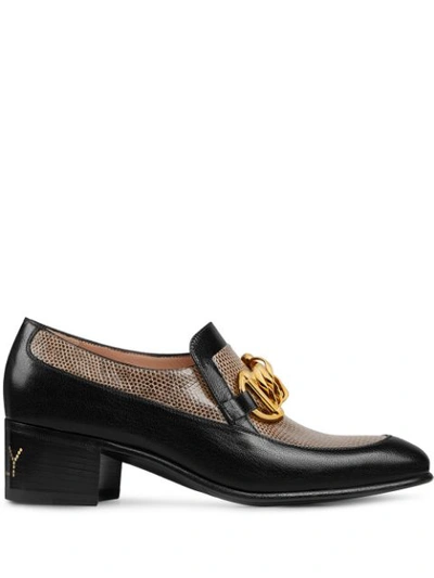 Gucci Women's Horsebit Chain Loafer With Lizard In Black