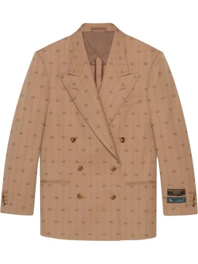 Gucci Retro Gg Wool Jacket With Labels In Beige