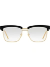 Gucci Square Metal And Acetate Glasses In Schwarz