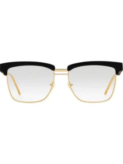 Gucci Square Metal And Acetate Glasses In Schwarz