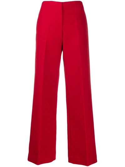 Theory Cotton-twill Wide-leg Pants In Red