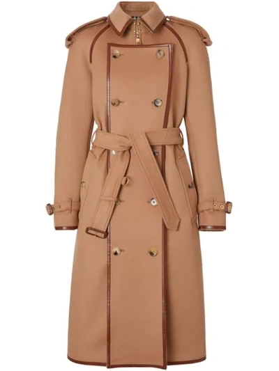 Burberry Convertible Leather-trimmed Wool And Cashmere-blend Trench Coat In Brown