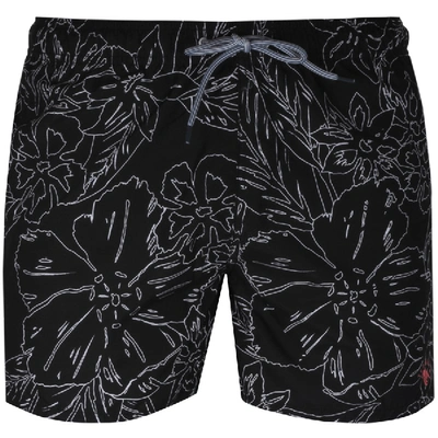 Ted Baker Empres Floral Print Drawstring Swim Shorts In Black