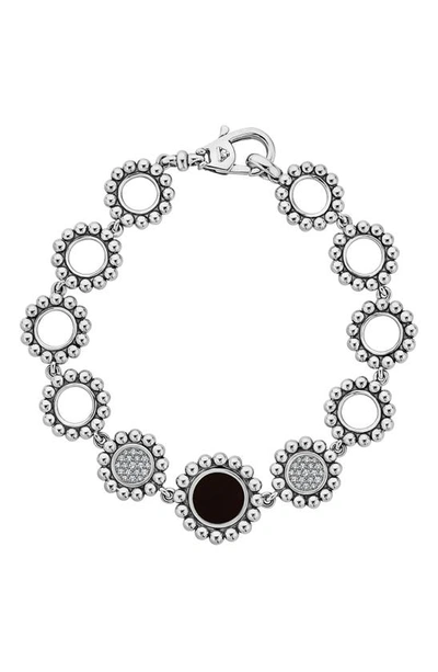 Lagos Sterling Silver Maya Diamond & Black Onyx Link Bracelet In Black/silver