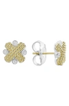 Lagos Sterling Silver & 18k Yellow Gold Caviar Lux Diamond Stud Earrings