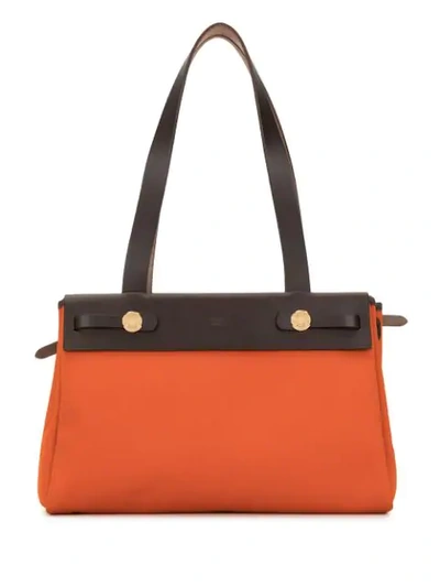 Pre-owned Hermes  Her Bag Cabas Pm 2 In 1 Bag In Orange