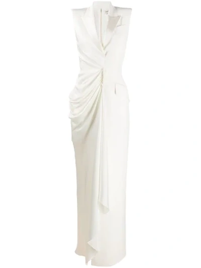 Alexander Mcqueen Gathered Silk-satin And Crepe Gown In White