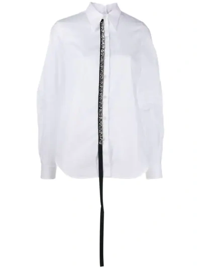 N°21 Crystal-ribbon Cotton-poplin Shirt In White,black