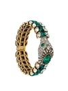Gucci Crystal-embellished Snake Cuff Bracelet In Green