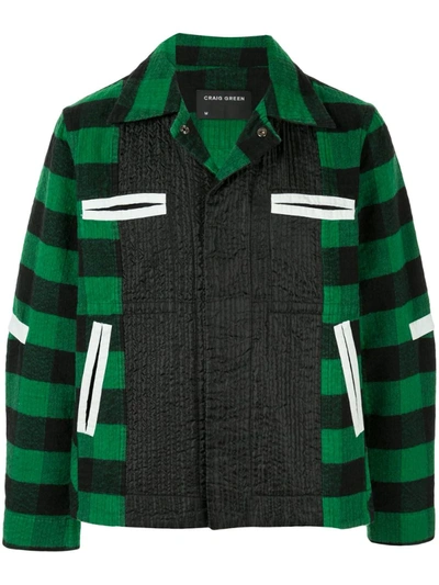 Craig Green Shell-trimmed Checked Cotton-blend Jacket In Green