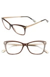 Tom Ford 52mm Cat Eye Optical Glasses In Dark Brown