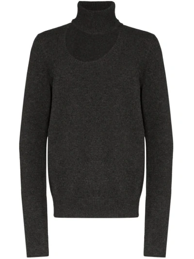 Bottega Veneta Cutout Roll-neck Wool-blend Sweater In Grey