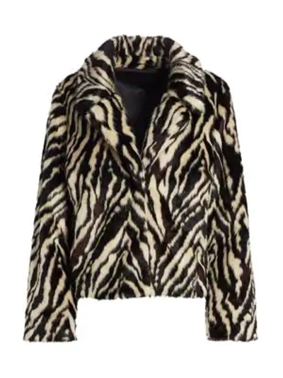 7 For All Mankind Women's Zebra Print Faux Fur Jacket