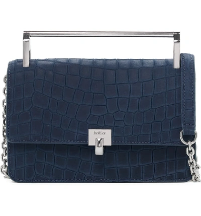 Botkier Lennox Small Croc-embossed Leather Crossbody In Navy Croco