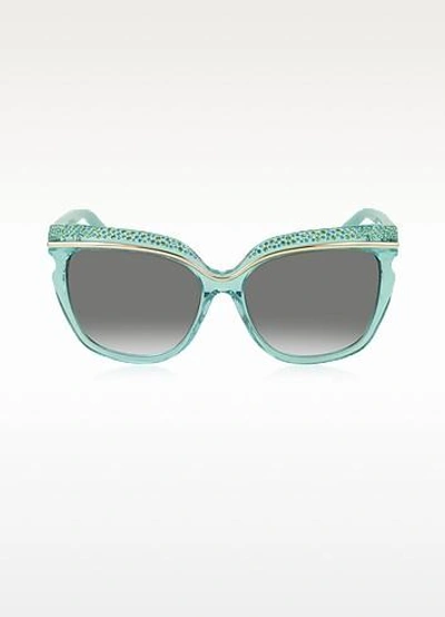 Jimmy Choo Sophia/s Dsln6 Crystal And Aqua Green Acetate Women's Sunglasses