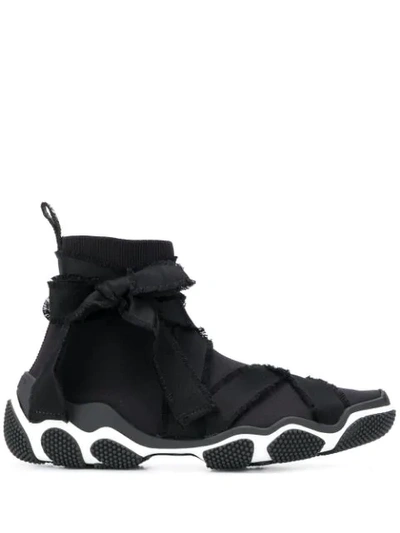 Red Valentino Tie Detailed Hi-top Sneakers In Black