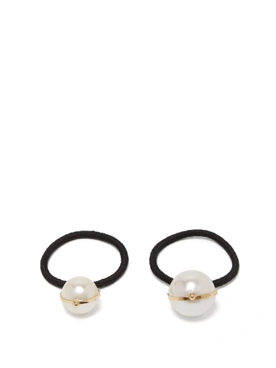Rosantica Epica Faux Pearl Hair Ties Set Of Two In White
