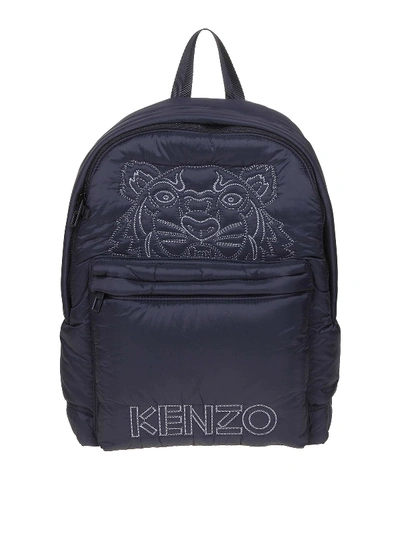 Kenzo Nylon Backpack With Embroidered Tiger In Black