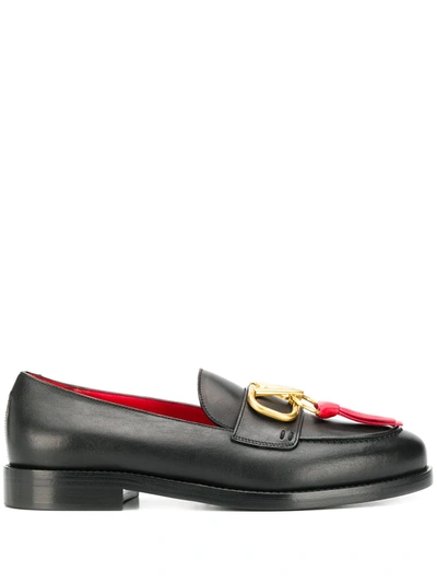 Valentino Garavani V-logo Tasselled Leather Loafers In Black