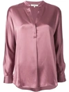 Vince Relaxed-fit Long-sleeved Blouse In Pink & Purple