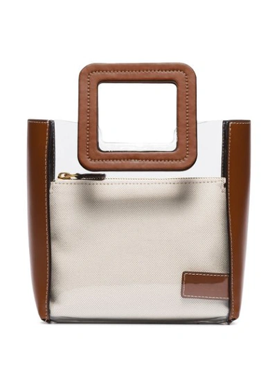 Staud Mini Shirley Canvas & Leather Tote Bag In Brown