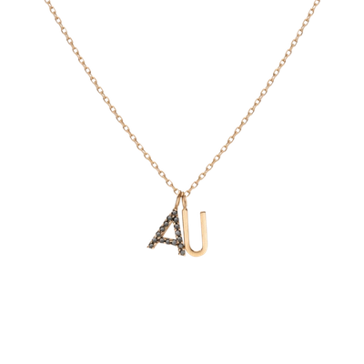 Aurate Double Mini Letter Charm Pendant With White Diamonds 14k (a) In Gold