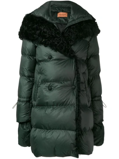 Yves Salomon Double-breasted Padded Coat In Green