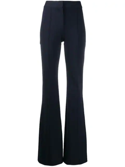 Victoria Victoria Beckham Pin Tuck Flared Trousers In Blue