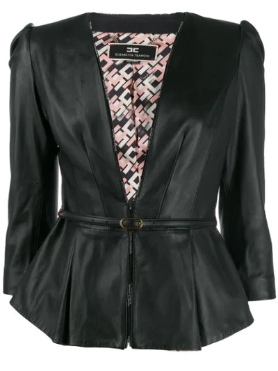 Elisabetta Franchi Tie Waist Blazer In Black