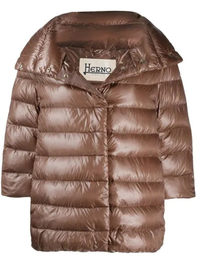 Herno 3/4 Sleeve Puffer Jacket In 8002