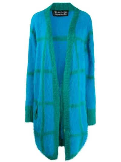 Gianluca Capannolo Checked Pattern Midi Cardigan In Blue