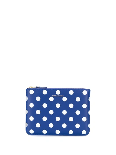 Comme Des Garçons Dotted Pattern Wallet In Blue