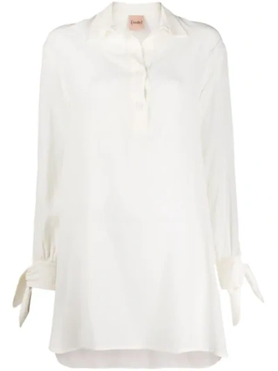 Nude High-low Hem Shirt In White
