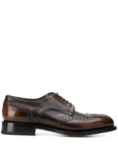 Santoni Perforated Lace-up Shoes In Brown