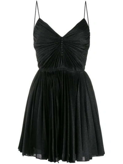 Saint Laurent Pleated Short Dress In Black