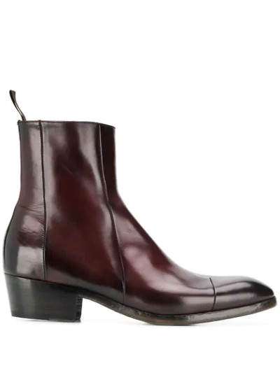 Silvano Sassetti Leather Ankle Boots In Brown