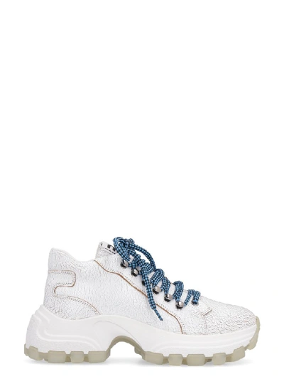 Miu Miu Maxi Sole Leather Sneakers In White