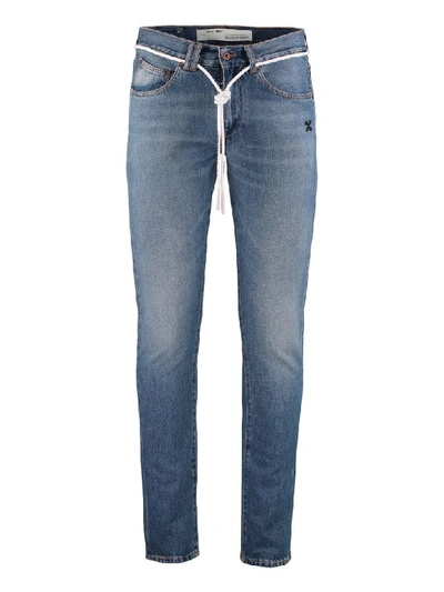 Off-white 5-pocket Slim Fit Jeans In Denim