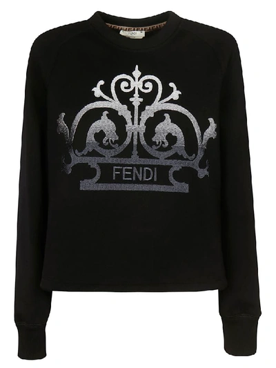 Fendi Logo Printed Sweatshirt In Black