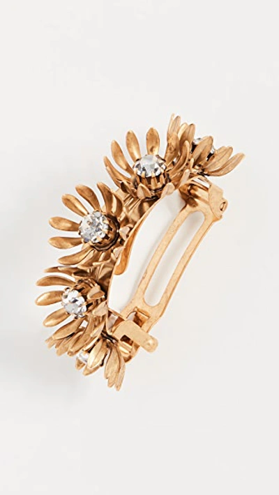 Elizabeth Cole Golden Floral Ponytail Holder In Gold Crystal