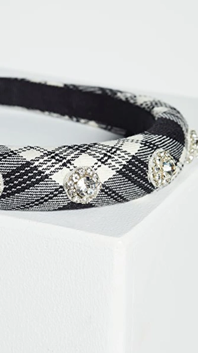 Jennifer Behr Devina Headband In Black And White Check