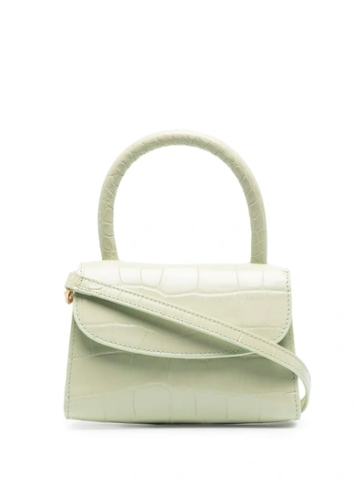 By Far Mini Embossed Tote In Green