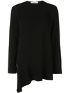 Tibi Asymmetric Detached Hem Top In Black
